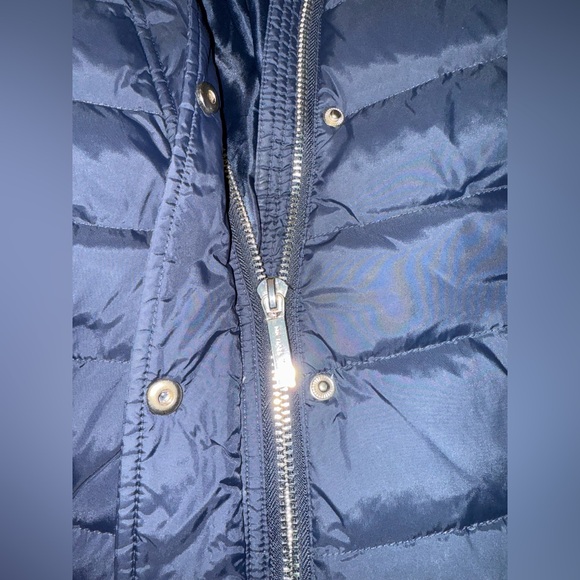 NWOT Navy MK Faux-Fur Hooded Chevron Down Puffer Coat - Picture 5 of 9